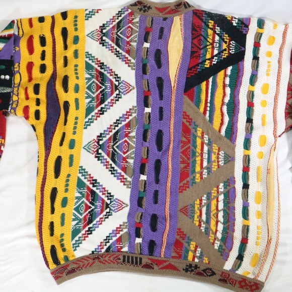 vtg COOGI Authentic Vibrant Multicolor Woven Crewneck Sweater Sz M Men - Picture 5 of 8